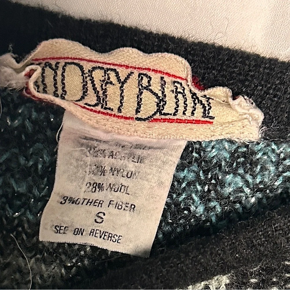 3/$20 💥 Vintage Lindsey Blake Wool Blend Cozy Geometric Print Crewneck‎ Sweater